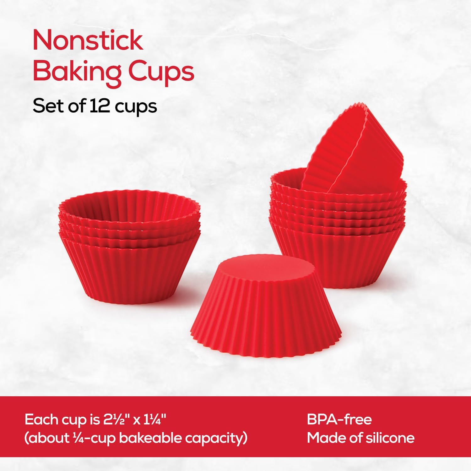 King Arthur Baking Company Non-Stick Silicone Muffin Cups, High-Heat Safe, Regular Size, Set of 12