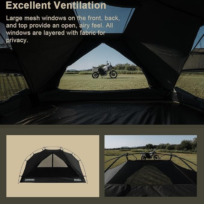 Crab 2 Person Double Layer Black Canvas Cotton Tent, Portable Breathable Easy Set Up Backpacking Tent