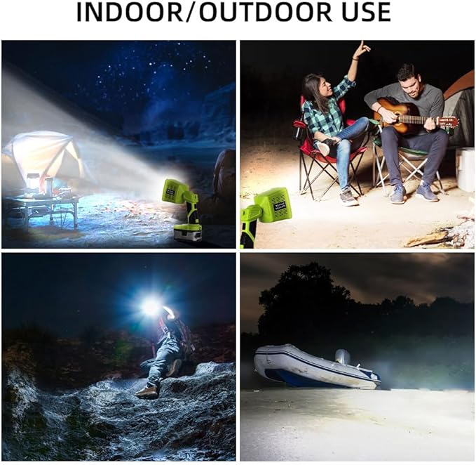 1600LM LED Flashlight for Ryobi 18v Li-Ion Battery, 3 Brightnesses, Cordless Work Light for Emergency, Car Repairing, Camping and Job Site Lighting(Battery Not Included)