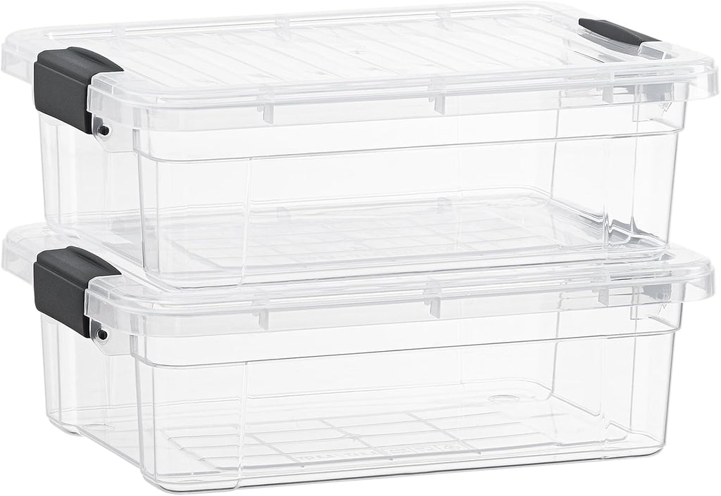 Superio Storage Bins with Lids- 2 Pack, 7.4 Qt Clear Boxes for Organizing, Stackable Plastic Containers- BPA Free, Non-Toxic, Odor Free, Organizer for Home, Office, Dorm
