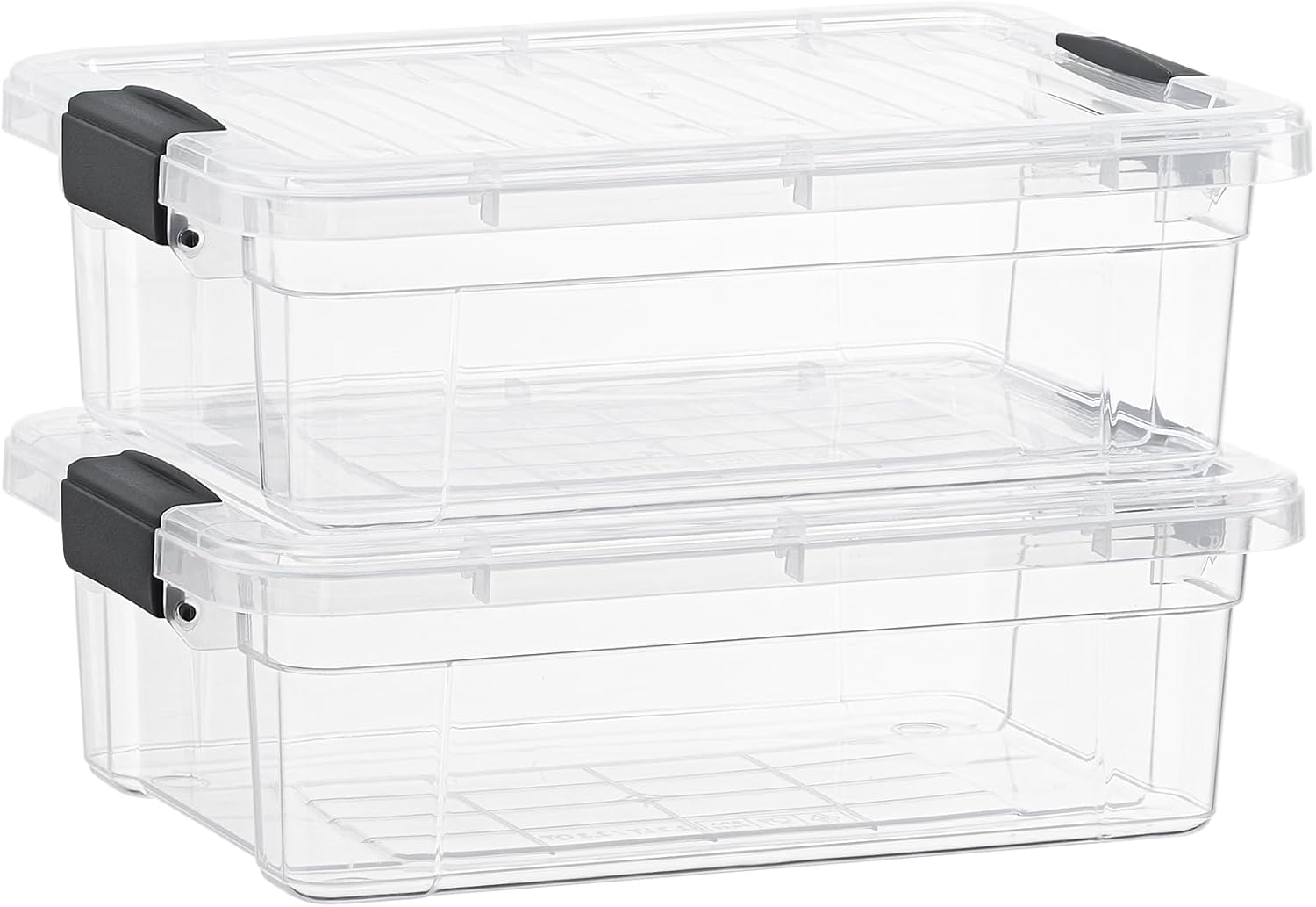 Superio Clear Storage Boxes with Lids, 1.27 Quart Plastic Container Bins for Organizing, Stackable Crates, BPA Free, Non Toxic, Odor Free, Organizers for Home, Office and Dorm, 2 Pack