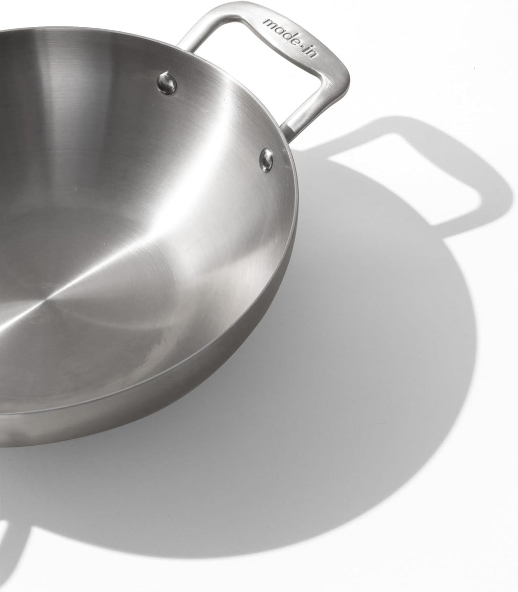 Made In Cookware - 10" Stainless Steel Kadai Pan - 5 Ply Stainless Clad - Professional Cookware - Induction Compatible
