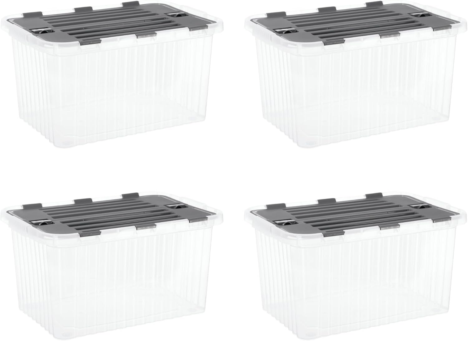 Superio Storage Bins with Lids, Clear Plastic Containers for Organizing, Stackable Totes, BPA Free, Odor Free, Organizer Boxes for Home, and Dorm (4 Pack, 20.25"x14"x10.5")