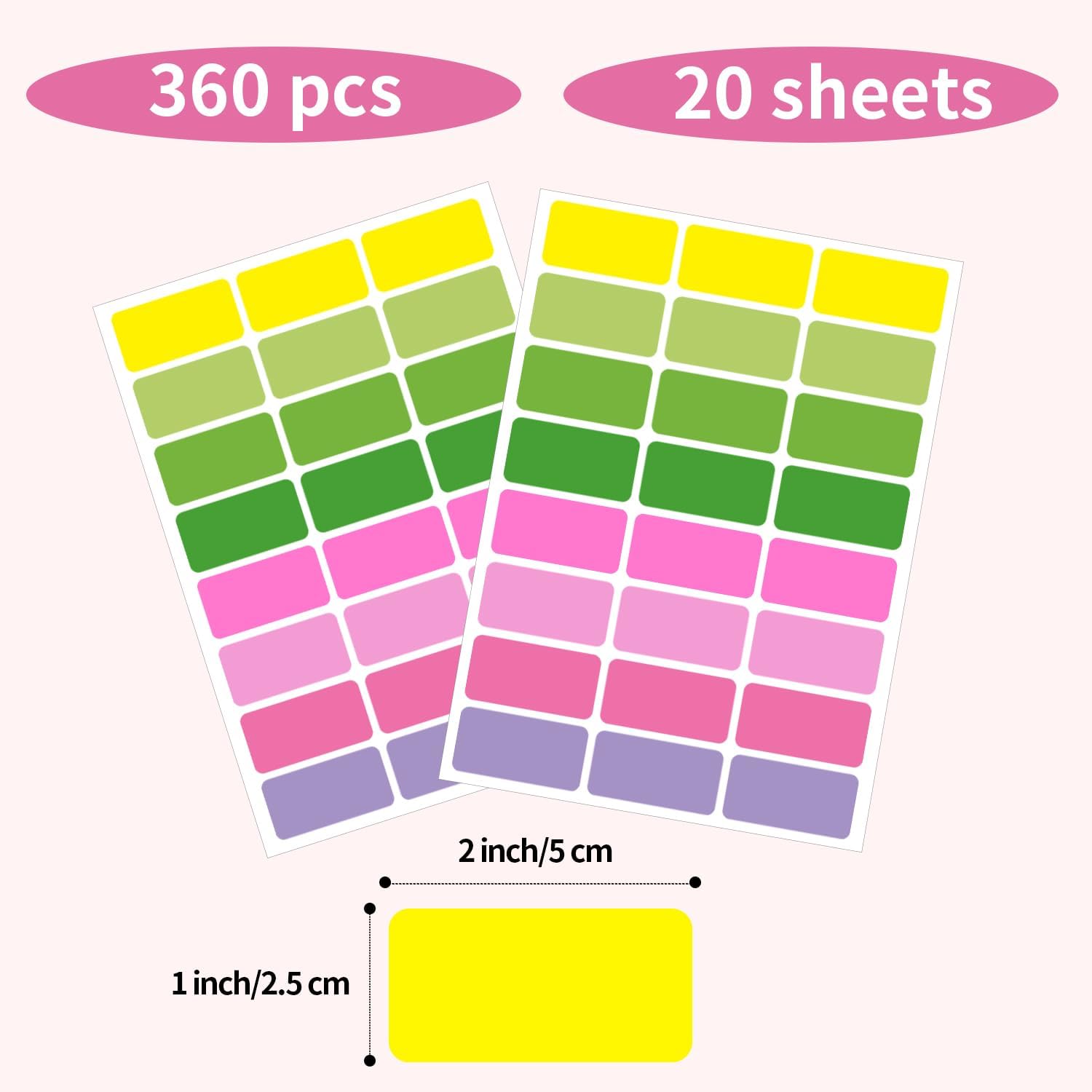 STARLIBOO Removable Freezer Labels, 1x2 Inch Color Coding Removable Labels Easy Peel Off, Freezer Labels to Write on/Waterproof (360PCS, 8 Colors)