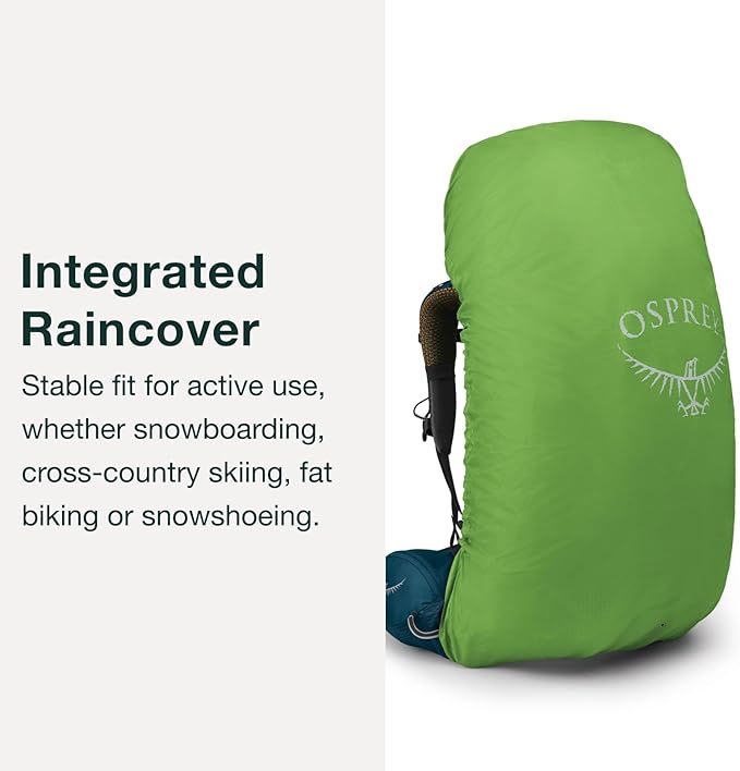 Osprey Atmos AG 65L Men's Backpacking Backpack, Mythical Green, S/M