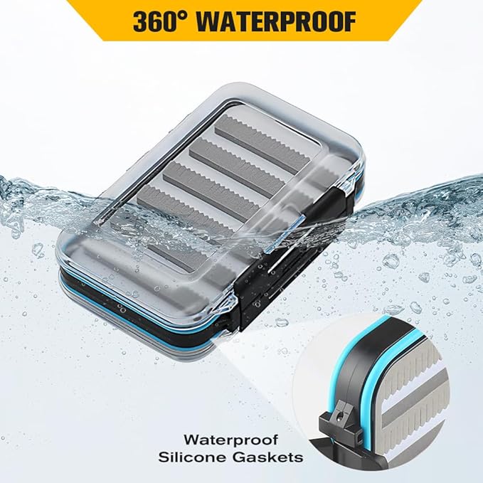 Fly Box for Fly Fishing Waterproof Double Clear Fly Fishing Tackle Box Jig Lure Storage Box