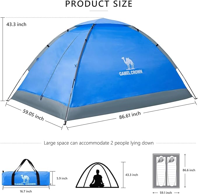 CAMEL CROWN Tents for Camping 2/3/4/5 Person Camping Dome Tent, Waterproof,Spacious, Lightweight Portable Backpacking Tent for Outdoor Camping/Hiking
