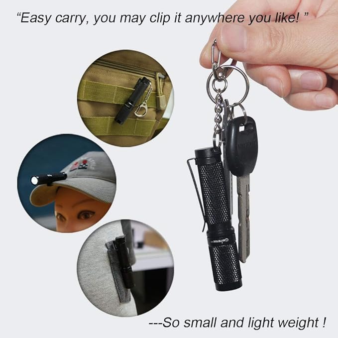 Mini Keychain Flashlight AAA Small Bright Pocket Light 150 Lumens 3 Modes Multipurpose Hatlight Camplight Tablelight for Everyday EDC Reading Walk Emergency Parents Kids Gift