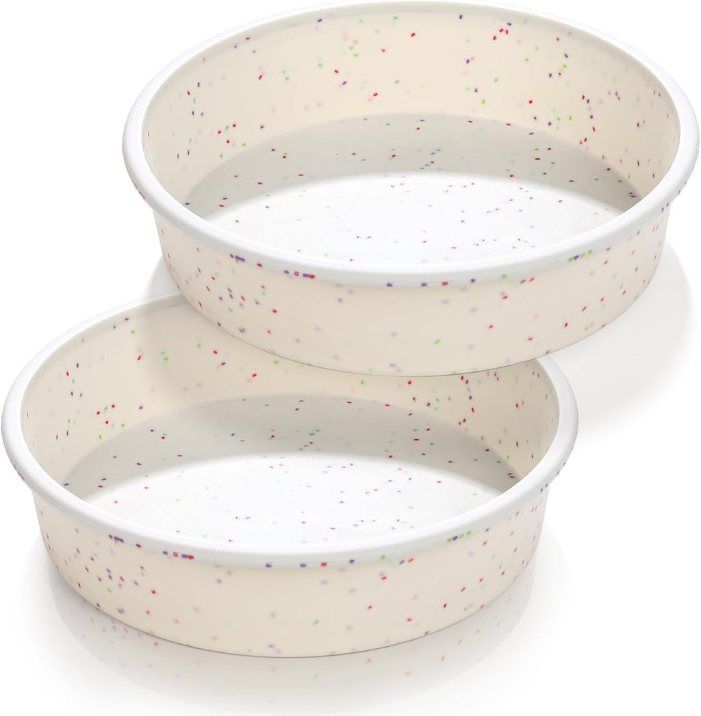 Vinino 6 Inch Silicone Round Cake Pan with Metal Reinforced Frame Set of 2, Nonstick Silicone Springform Pan for Baking Suitable for Making Layers, Cheese & Chocolate Cakes