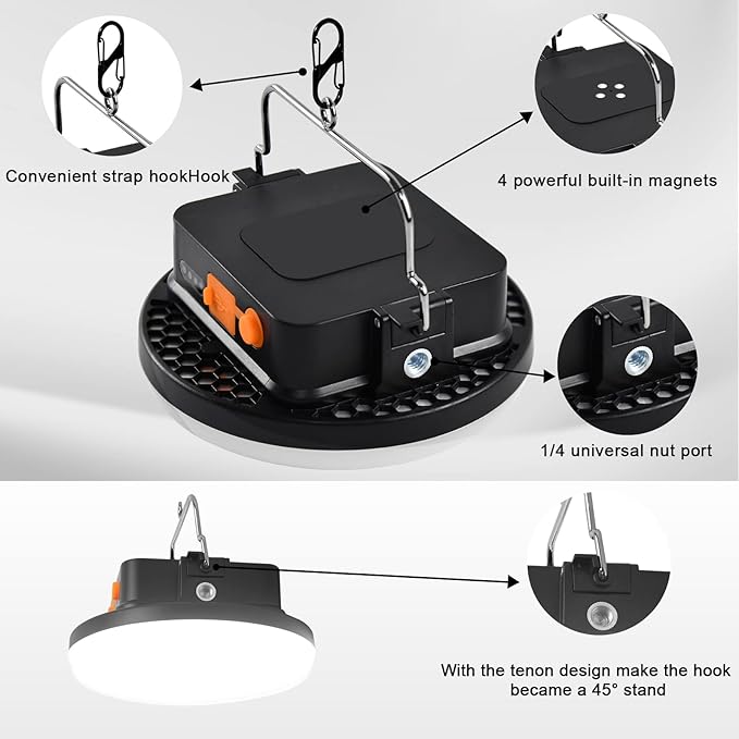 10000mAh 30W Rechargeable Camping Light with Remote 2500LM 2700/4000/6500K LED Camping Lantern Portable Camping Light IP65 Waterproof Tent Light Power Failure Emergency Survival Kits