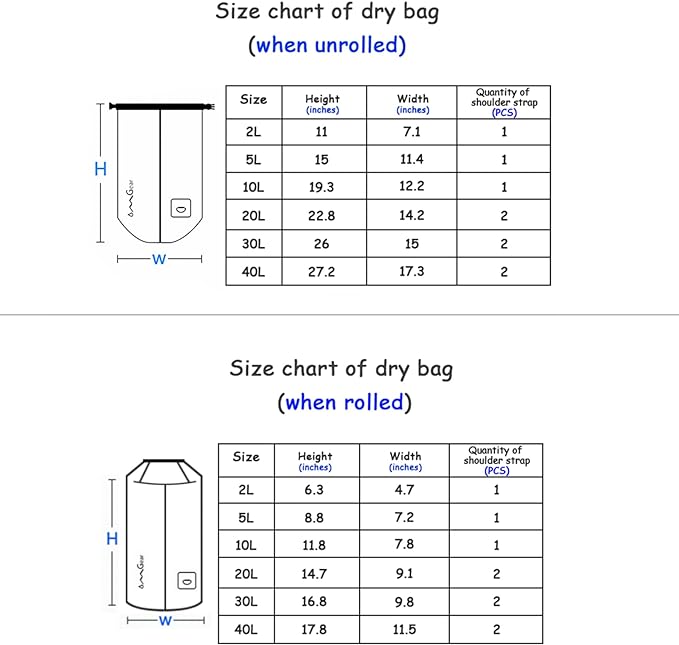 OMGear Waterproof Dry Bag Backpack Phone Pouch 40L/30L/20L/10L/5L Floating Dry Sack for Kayaking Boating Outdoors Activities