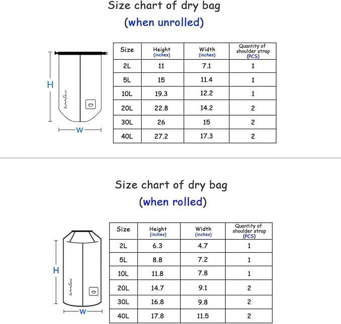 OMGear Waterproof Dry Bag Backpack Phone Pouch 40L/30L/20L/10L/5L Floating Dry Sack for Kayaking Boating Outdoors Activities