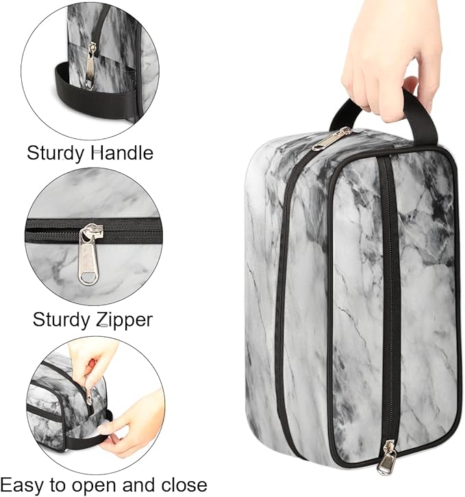 Hanging Makeup Bag,Toiletry Bag Hygiene Kits for Boys Men,Travel Cosmetic Bag,Approved Hygiene Bag Waterproof Dopp Kit Organizer for Toiletries Shower Bathroom Carry-on Accessories Gifts Gray Marble