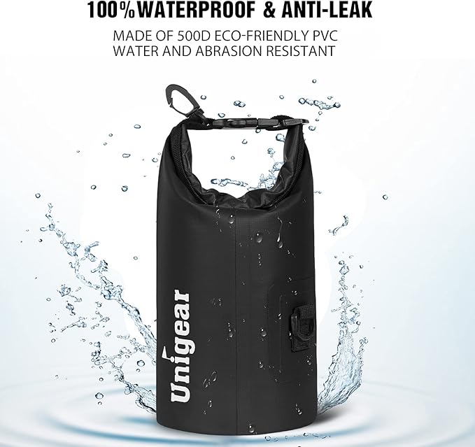 Unigear Dry Bag Waterproof, 2L/5L/10L/20L/30L/40L Floating and Lightweight Bags for Kayaking, Boating, Fishing, Swimming and Camping with Waterproof Phone Case
