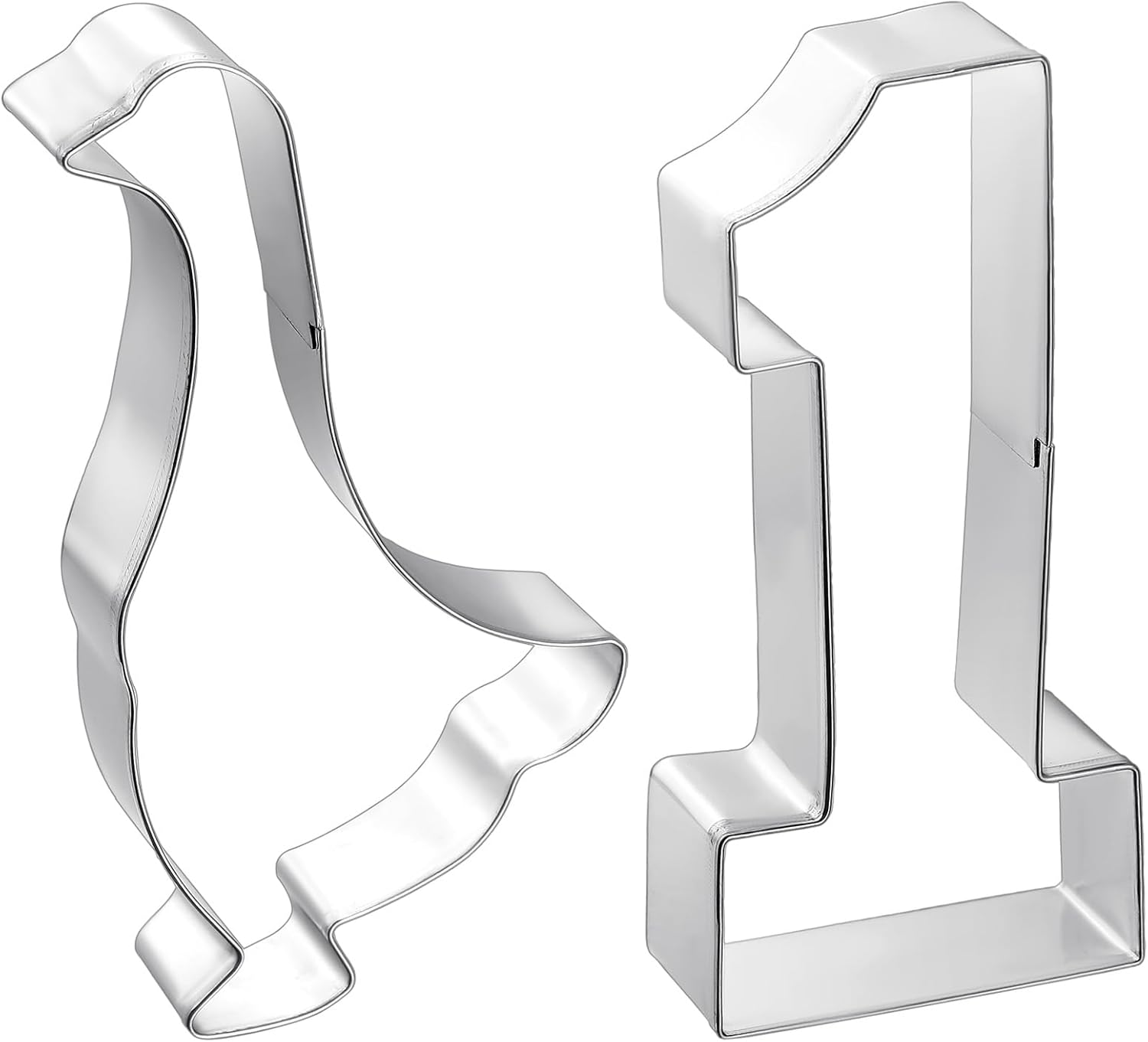 Honeydak 2 Pcs 5 Inch One Silly Goose Cookie Mold Goose Cookie Cutter Number 1 Cutter Metal Pancake Fondant Cake Mold First Birthday Baking Supplies