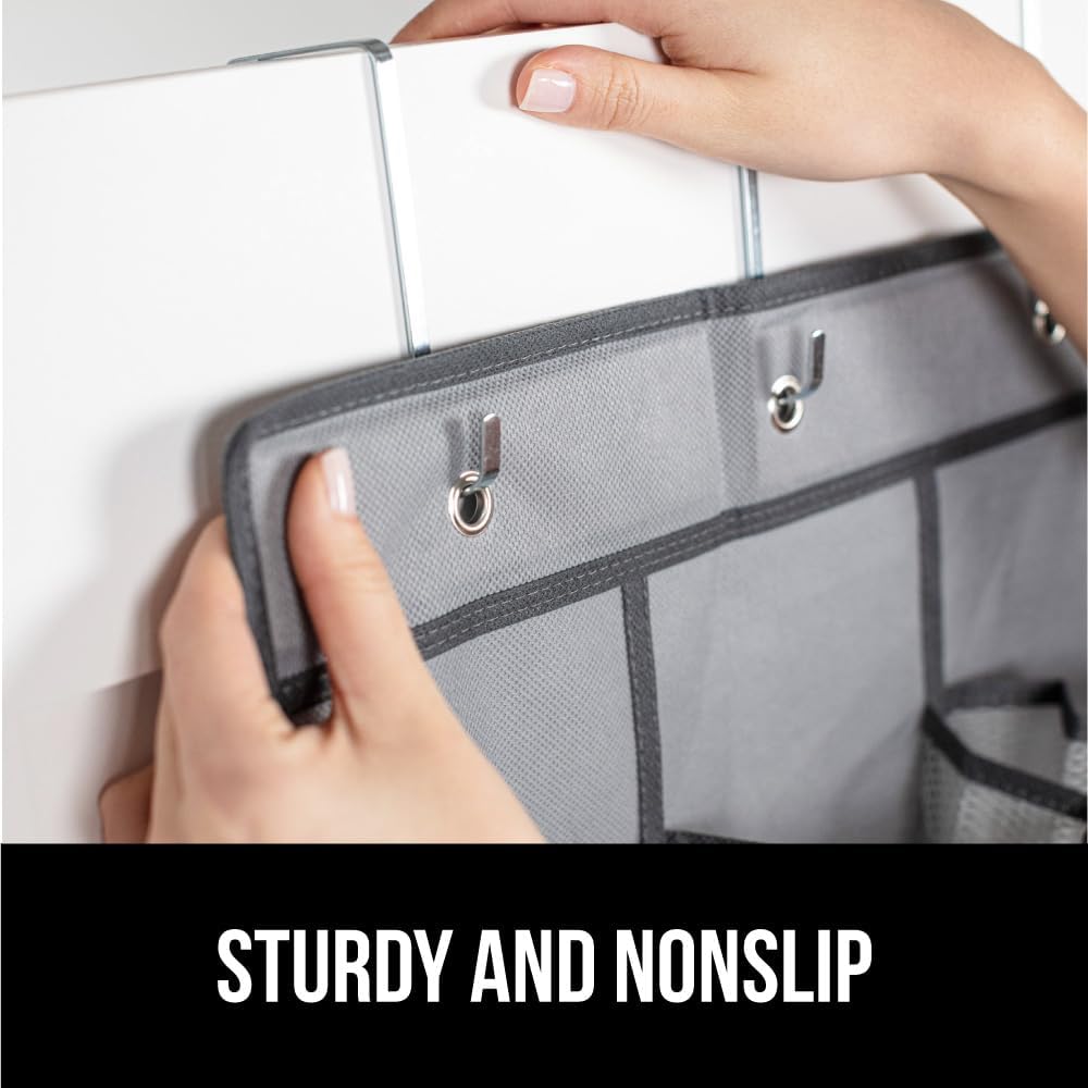 GORILLA GRIP Over the Door Shoe Organizer, 24 Large Breathable PVC Pockets, Space Saving Hanging Storage Holder, Closet Rack Hanger Holds Up to 40 lbs, Hangs on Closets for Shoes 2 Pack, Gray