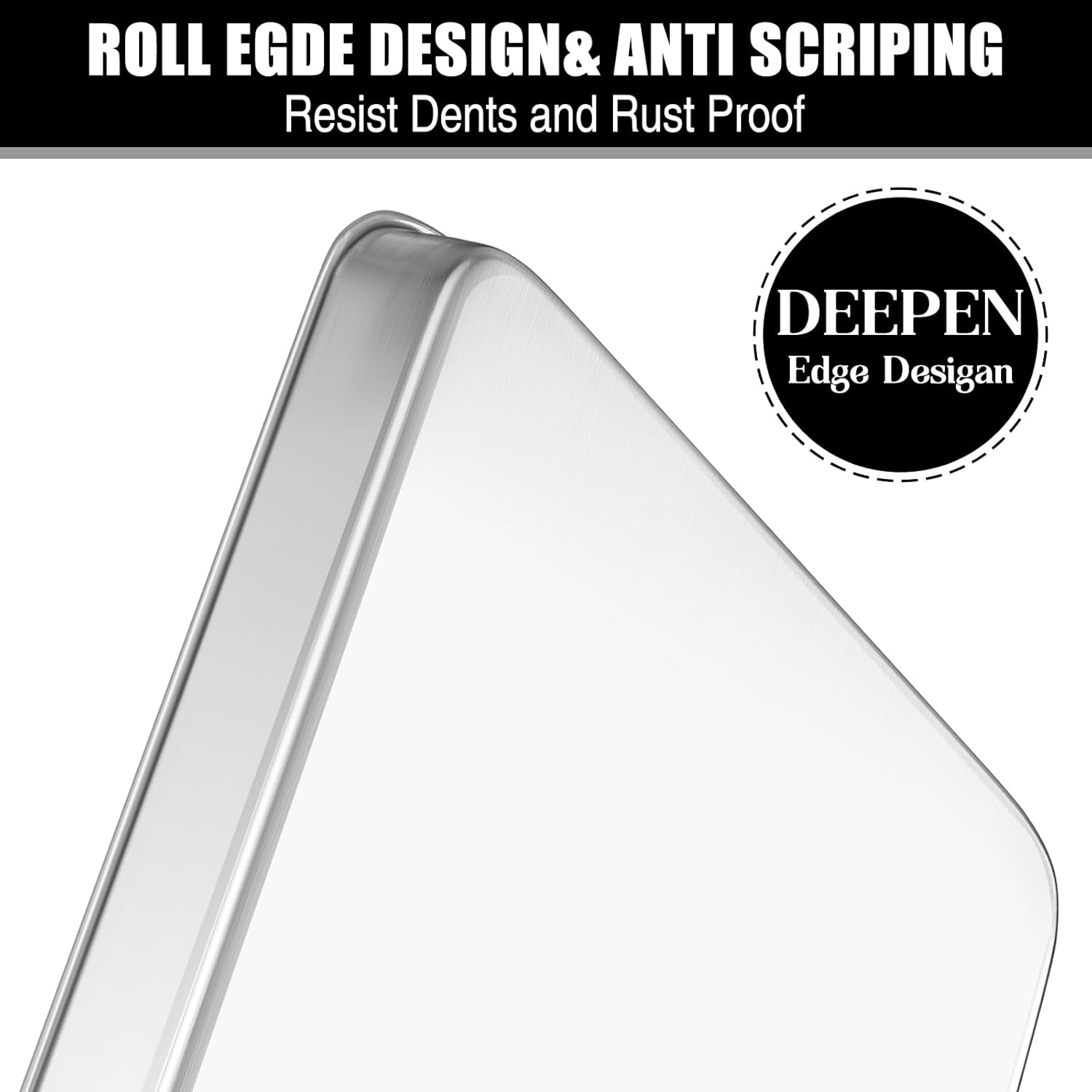 Baking Sheet Cookie Sheet Set of 2, Umite Chef Stainless Steel Baking Pans Tray Professional 9 inch, Non Toxic & Healthy, Mirror Finish & Rust Free, Easy Clean & Dishwasher Safe