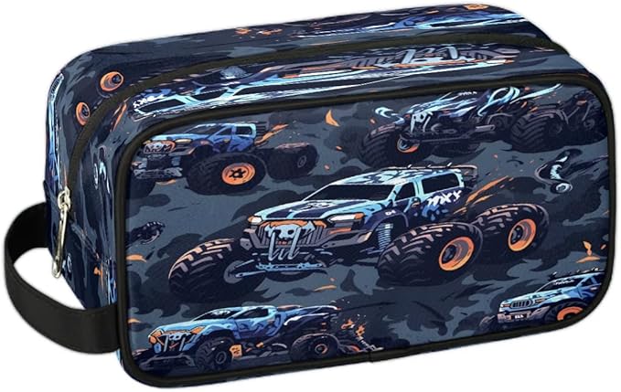 Monster Truck Car Hanging Toiletry Bag,Travel Hygiene Kits for Boys Mens,Waterproof Makeup Carry-on Bags,Cosmetic Bag,TSA Approved Shave Dopp Kit for Toiletries Shower Bathroom Accessories Gifts
