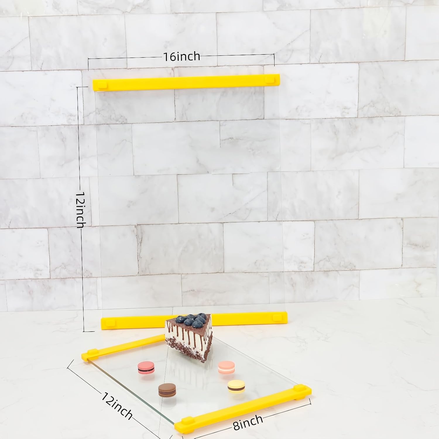 Large Tempered Glass Cutting Board for Kitchen with Silicone Handle-Non Anti slip and easy to grip,Dishwasher-Safe Easy to Clean for Food Prep,Serving Tray(Yellow-16 * 12")