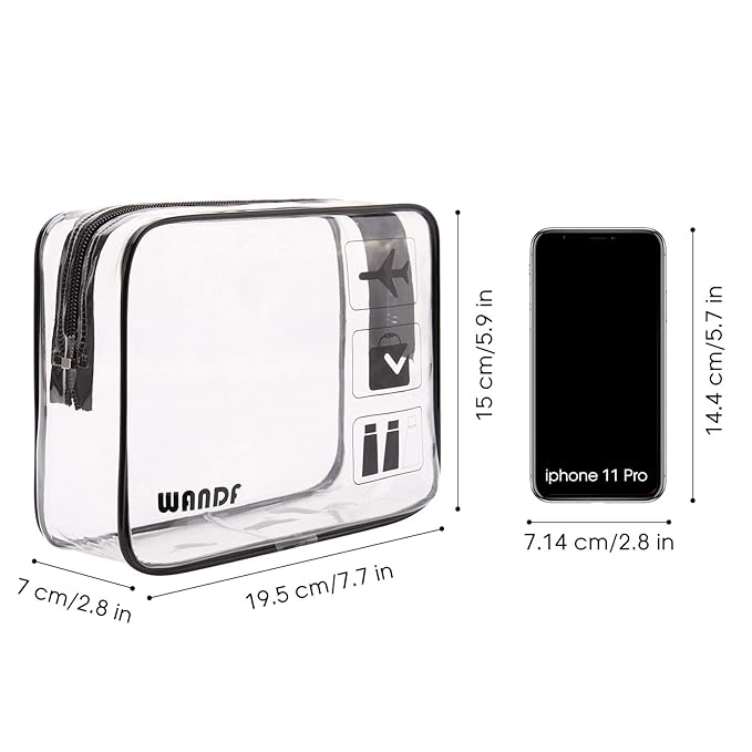 TSA Approved Clear Travel Toiletry Bag wih Zippers Carry-on Travel Accessories Quart Size Toiletries Cosmetic Pouch Makeup Bags for Men and Women (4pcs)