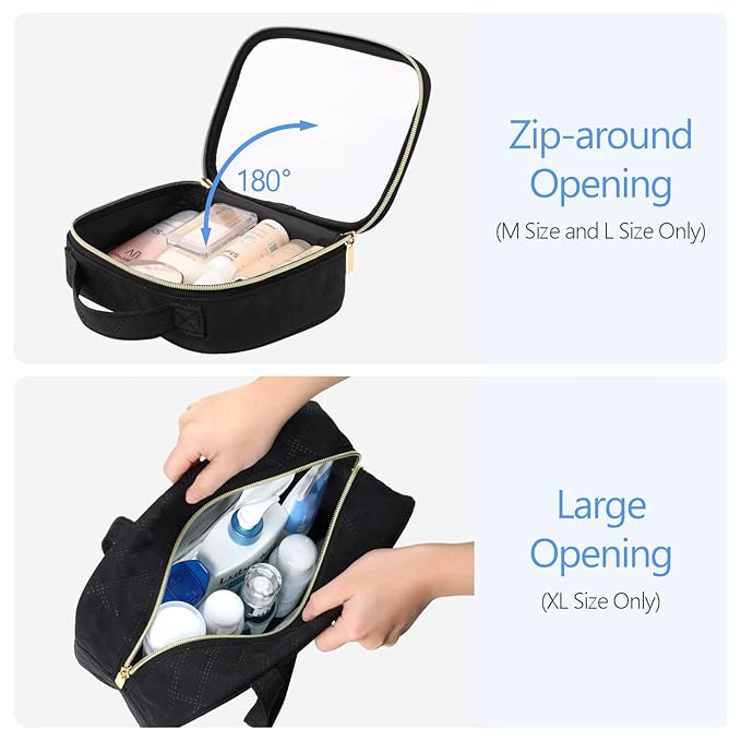PACKISM Clear Toiletry Bags - 3 Pack Makeup Bags with Handle, Large Opening, Waterproof Cosmetic Bags Fit Carry-on Travel Essentials, Black