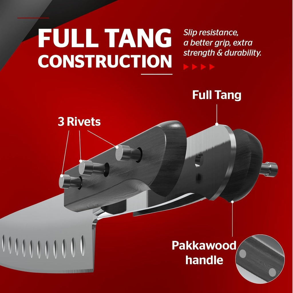 Sunhouse PREMIUM Chef Knife 7.9 inch, AUS-8 Stainless Steel – Superior 62HRC Hardness, Razor Sharp Blade, Full Tang, Ergonomic Handle, Perfect Gifts for Mom or Dad,Premium Gifts Box