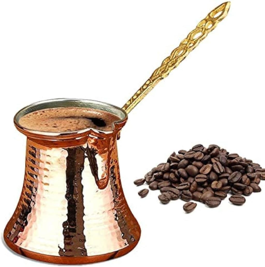 Hakan Turkish Coffee Pot | Stove Top Water Boiler, Coffee Maker, Butter, Chocolate & Milk Warmer | Even and Quick Heat with Handcrafted Copper Material | Coffee Gifts Idea, 10.5 Oz (310 cc)