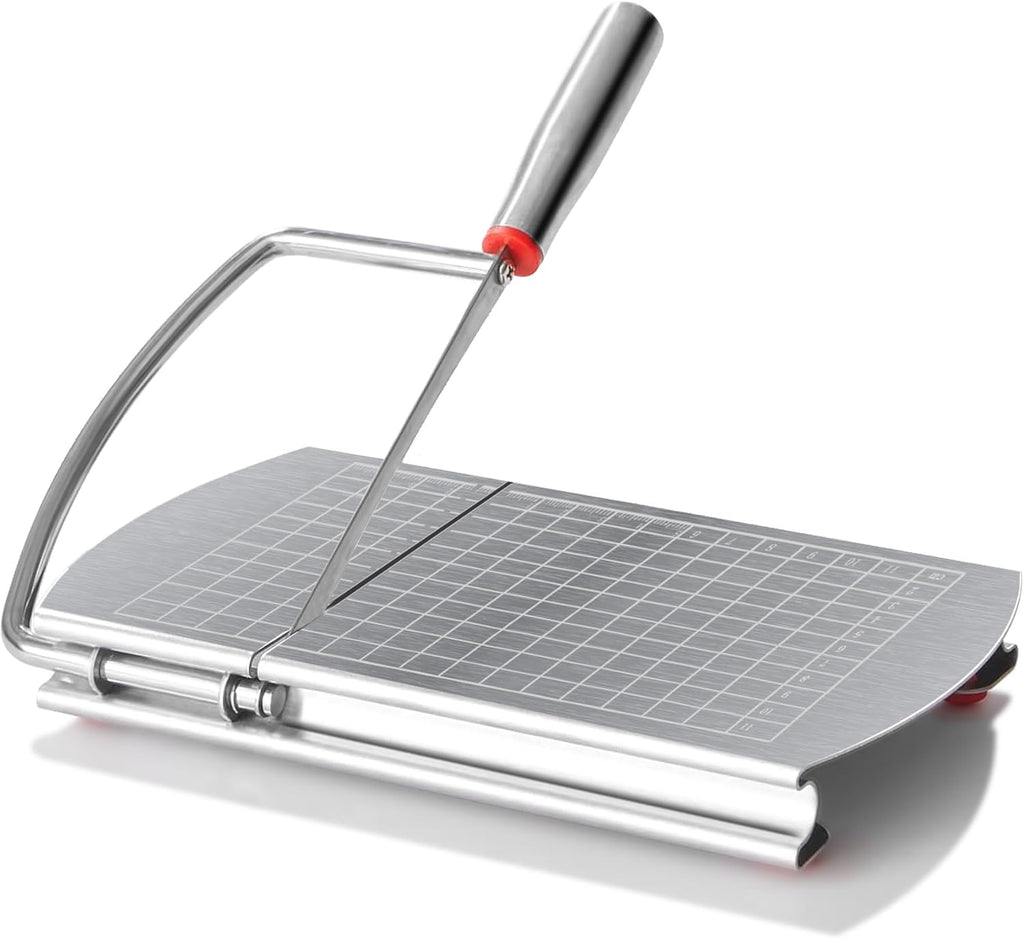 Cheese Slicer, Multipurpose Cheese Cutter Stainless Steel Cheese Slicers for Block Cheese, Butter, Sausages, Fruits Kitchen Gadget Cheese Cutting Board