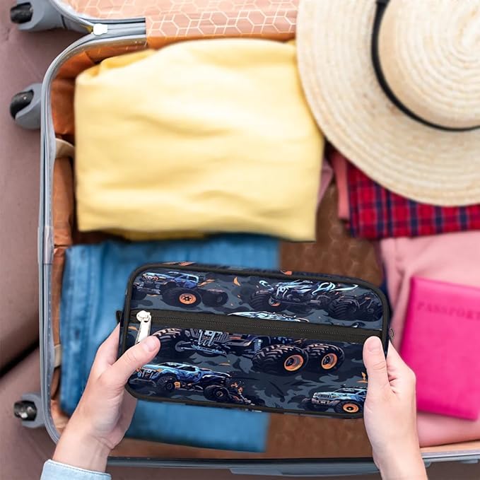 Monster Truck Car Hanging Toiletry Bag,Travel Hygiene Kits for Boys Mens,Waterproof Makeup Carry-on Bags,Cosmetic Bag,TSA Approved Shave Dopp Kit for Toiletries Shower Bathroom Accessories Gifts