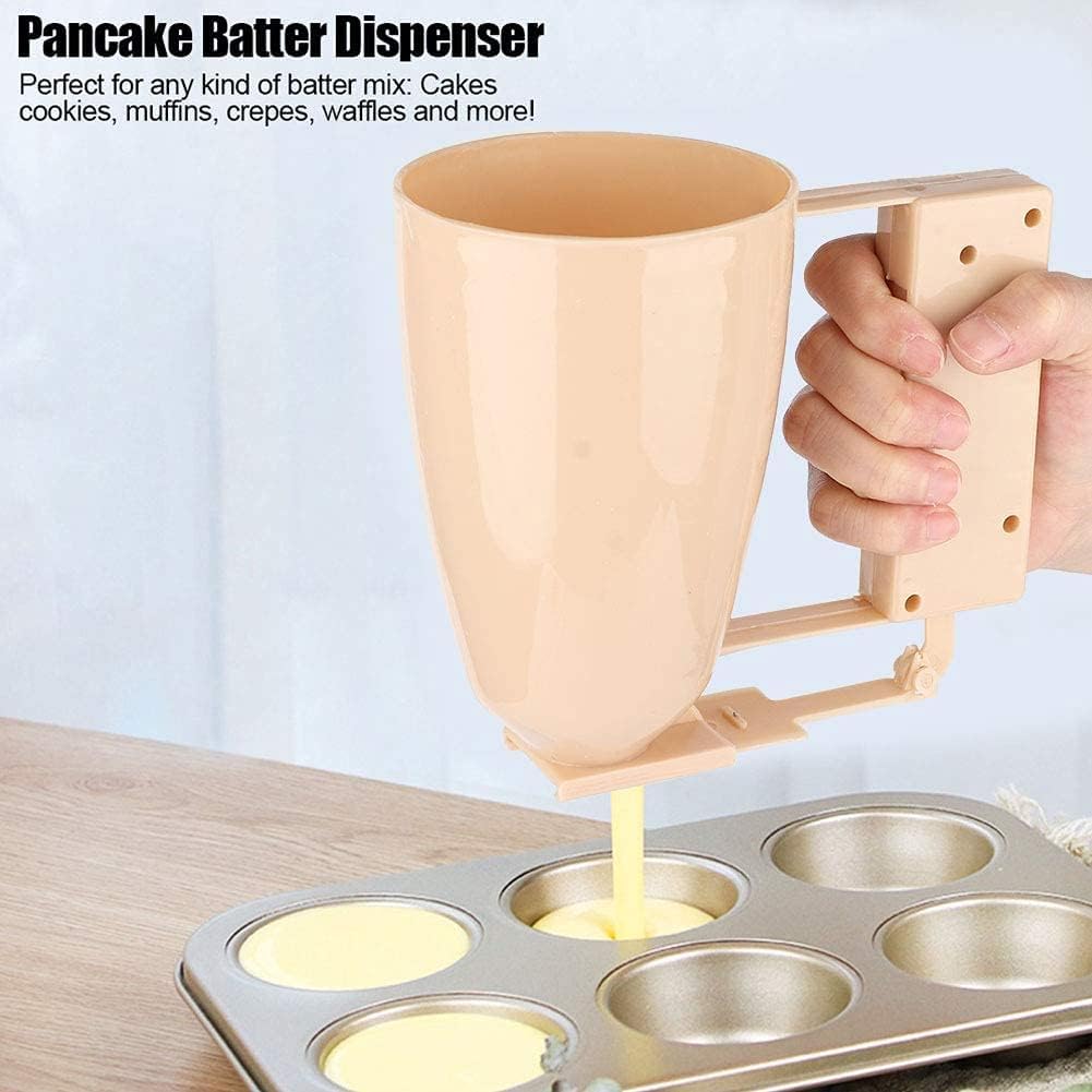 Pancake Batter Dispenser, Plastic Cupcake Pancake Dispenser Baking Cake Desserts Pancake Dispenser Baking Dispenser Cream Batter Pourer with Handle for Cupcakes, Waffles, Muffin Mix, Crepes and Cake