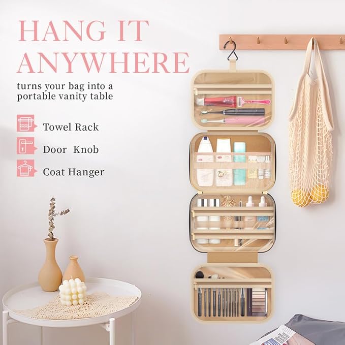 HOTOR Travel Toiletry Bag w/Hanging Hook - Spacious Toiletry Bag Essentials for Women & Men, Makeup Bag/Big Comparment, Waterproof for Travel Accessories, Large, Aegean-Blue