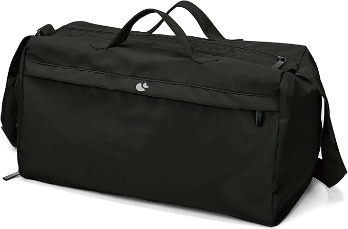 Sports Gym Bag for Women, Travel Workout Duffel Bag Overnight Shoulder Bag with Shoes Compartment and Wet Pocket Lightweight Weekend Bag Waterproof Black