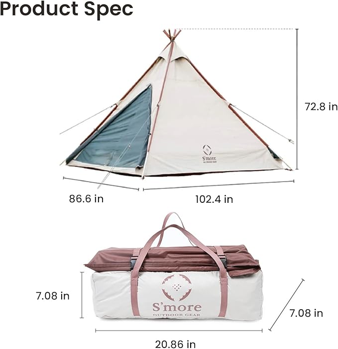 S'More Glamping Tent with Porch, 2/3/4/5/6 Person Durable Weatherproof Camping Tent, Large Family Tent with Room Divider, Easy Setup Tent with Screen Room