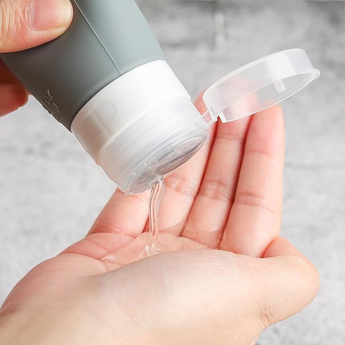 16 Pack Travel Bottles Set - TSA Approved Leak Proof Silicone Squeezable Containers for Toiletries, Conditioner, Shampoo, Lotion & Body Wash Accessories (16 pcs/Black Pack)