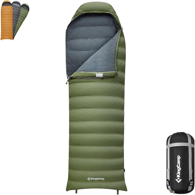 KingCamp Down Sleeping Bag for Adults, 600 FP Cold Weather 3-4 Season Sleeping Bag, Ultralight & Compact with Compression Sack for Backpacking, Camping, Hiking