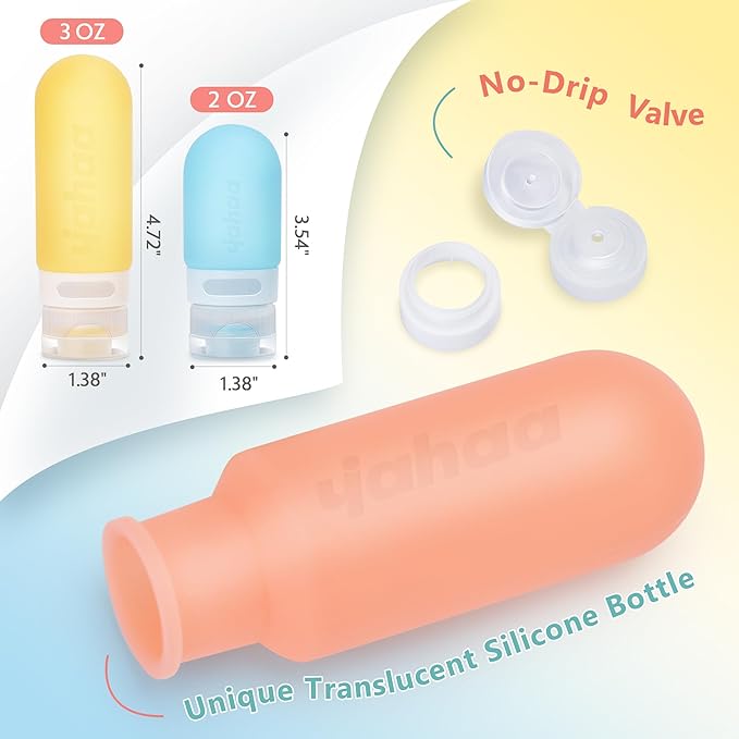 18 Pcs Travel Size Toiletries Set,Leak Proof Squeezable Silicone Bottles for Shampoo and Conditioner,TSA Approved Travel Essentials Accessories,White Pack