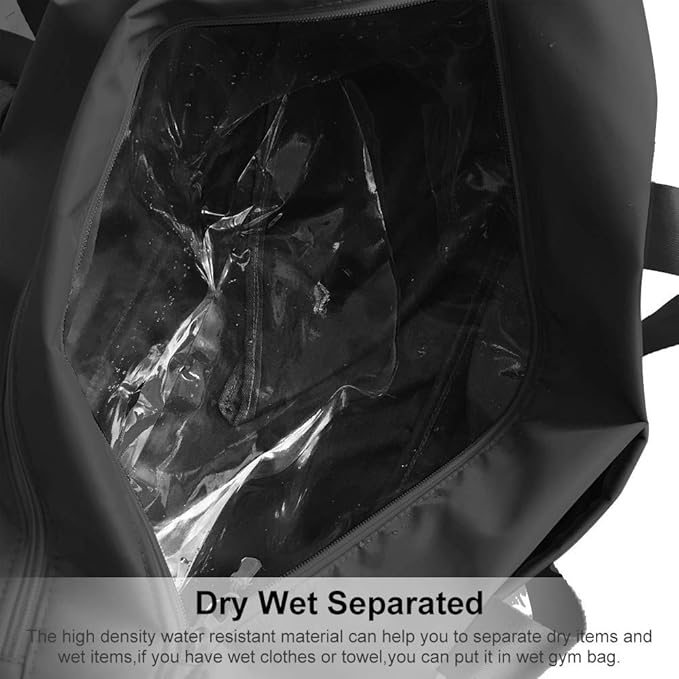 ICEIVY Gym Duffle Bag Dry Wet Separated Gym Bag Sport Duffle Bag Training Handbag Yoga bag with Extra Drawstring Backpack (black) Large