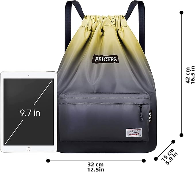 Peicees Waterproof Drawstring Sport Bag Lightweight Sackpack Backpack for Men and Women