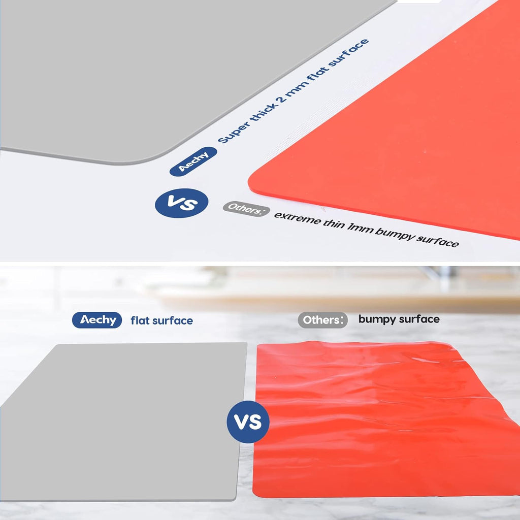 AECHY Extra Large Silicone Mat 35.3"x23.5"x0.08", Multipurpose Silicone Mat Thick Heat Resistant Mat Shipped Rolled Up Kitchen Counter Mat Waterproof Silicone Mats for Kitchen Counter Light Gray