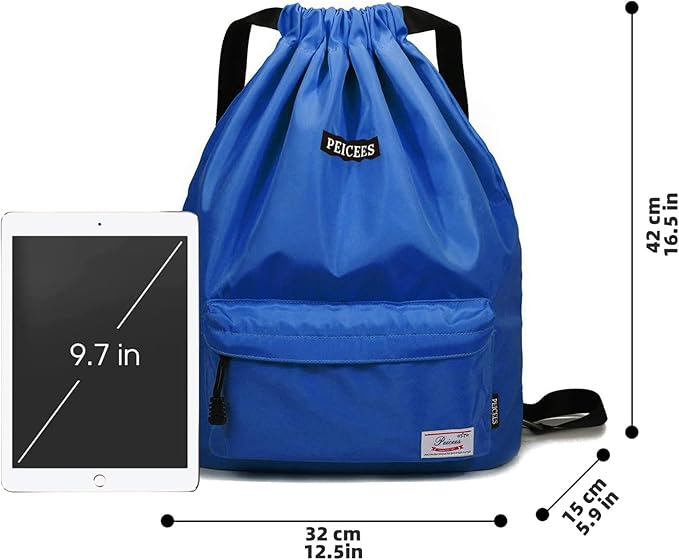 Peicees Waterproof Drawstring Sport Bag Lightweight Sackpack Backpack for Men and Women