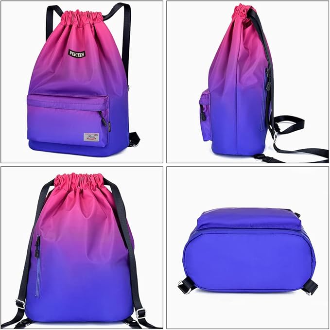 Peicees Waterproof Drawstring Sport Bag Lightweight Sackpack Backpack for Men and Women