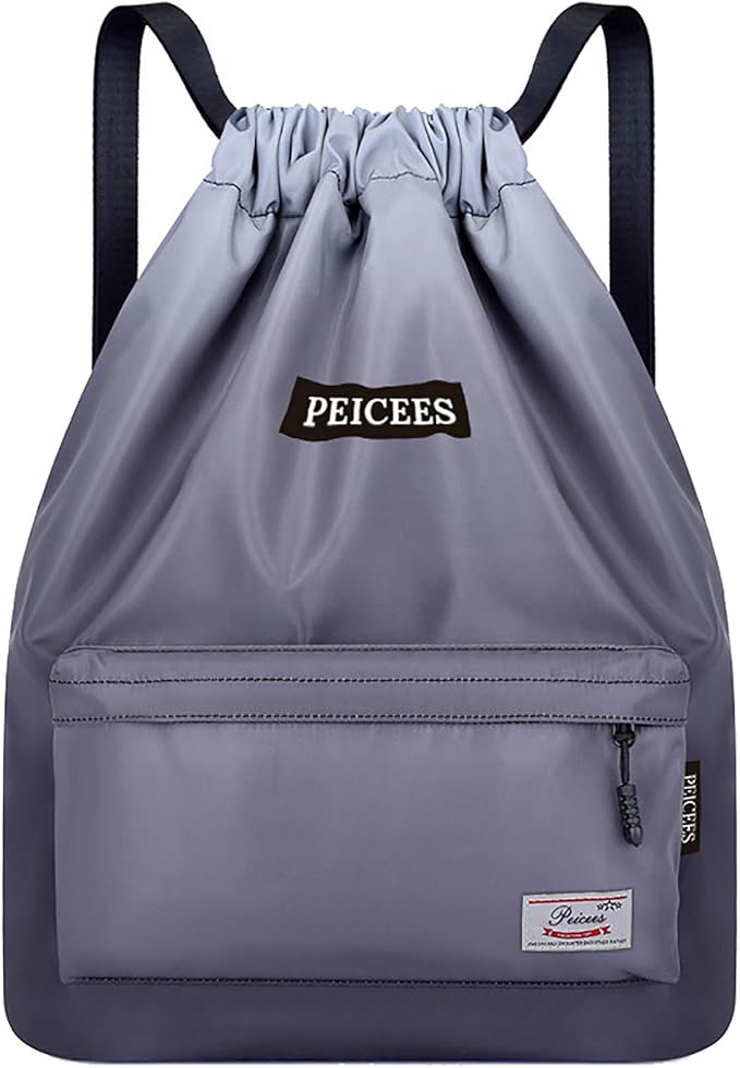 Peicees Waterproof Drawstring Sport Bag Lightweight Sackpack Backpack for Men and Women