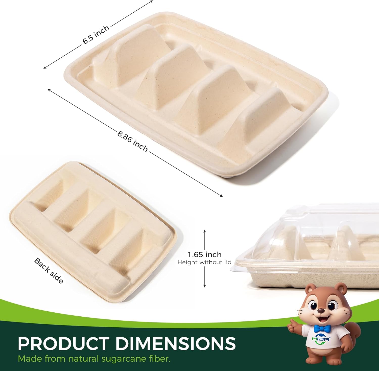 25-Pack 100% Compostable Biodegradable Paper Taco Holders, Eco-Friendly Disposable Paper Taco Tray for Taco Tuesday, Lazy Susan Taco Bar (25-pack)