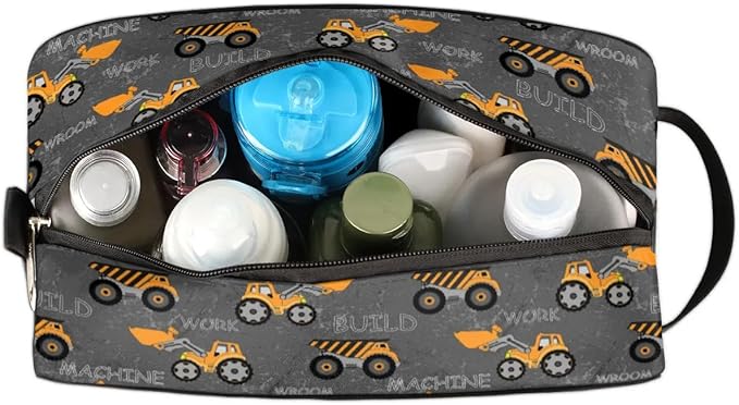 Truck Tractor Cars Hanging Toiletry Bag,Travel Hygiene Kits for Boys Mens,Waterproof Makeup Carry-on Bags,Cosmetic Bag,TSA Approved Shave Dopp Kit for Toiletries Shower Bathroom Accessories Gifts