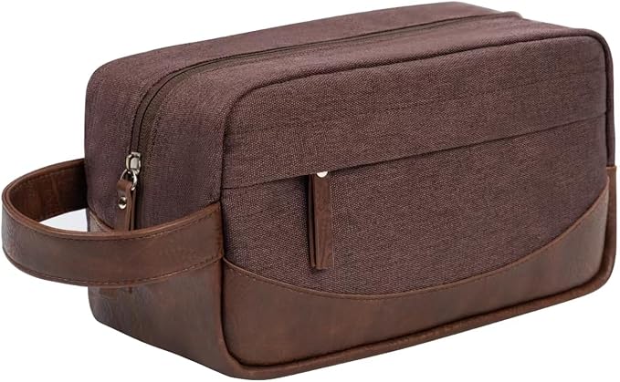 Travel Toiletry Bag for Men, Hanging Toiletry Organizer, Water Resistant Shaving Kit with Large Capacity for Travel Accessories (Coffee Brown)