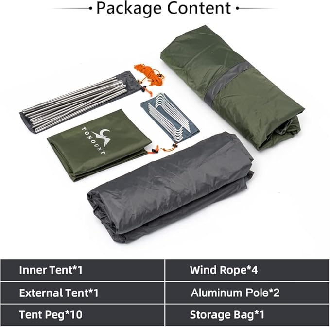 MC TOMOUNT Backpacking Tent 1-2 Person Waterproof Lightweight Double Layer Free-Standing Aluminum Pole for Outdoor Camping Hiking 4 Season