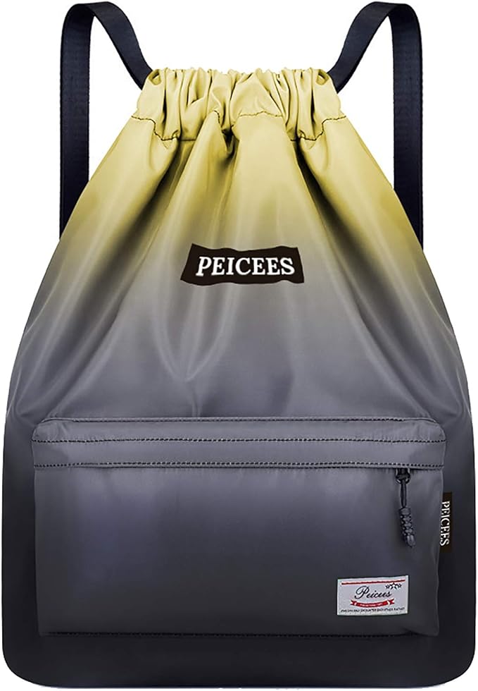 Peicees Waterproof Drawstring Sport Bag Lightweight Sackpack Backpack for Men and Women