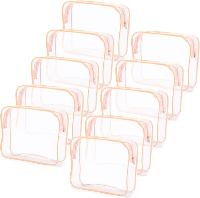 Tbestmax 10 Pack Clear Cosmetic Bags Makeup Bags Portable Waterproof TSA Approved Travel Toiletry Bags Organizer