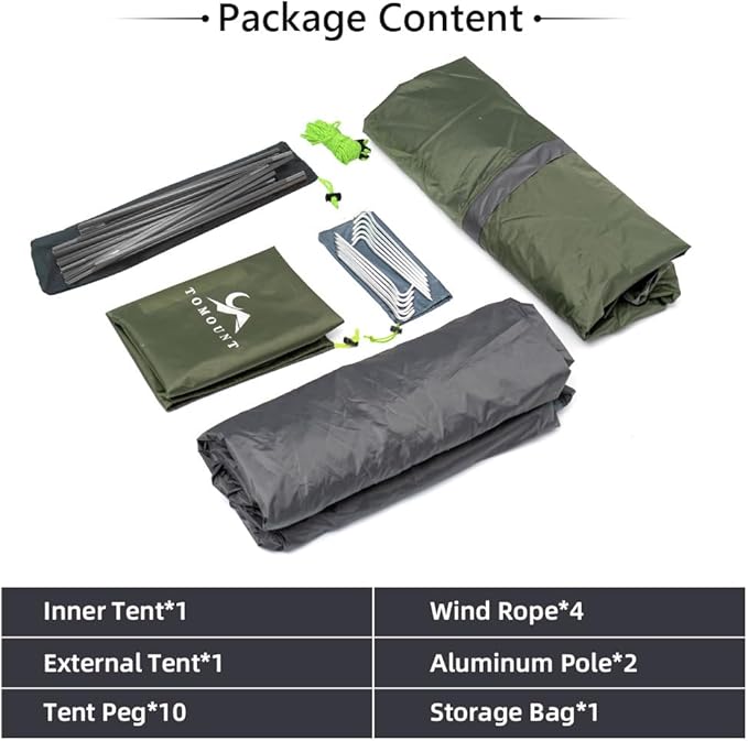 MC TOMOUNT Backpacking Tent 1-2 Person Waterproof Lightweight Double Layer Free-Standing Aluminum Pole for Outdoor Camping Hiking 4 Season
