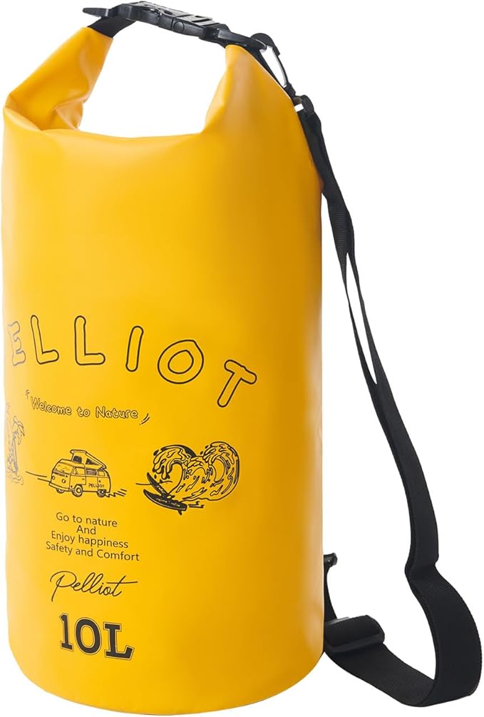 10L Waterproof Dry Bag Tough & Water-repellent Storage Bag with Adjustable Shoulder Strap Lightweight Portable Shoulder Dry Bags for Kayaking Boating Camping Yellow